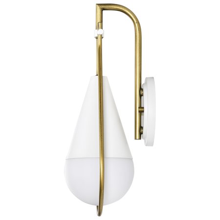 Nuvo Admiral 1-Light Wall Sconce Matte White and Natural Brass White Opal Glass 60/7921